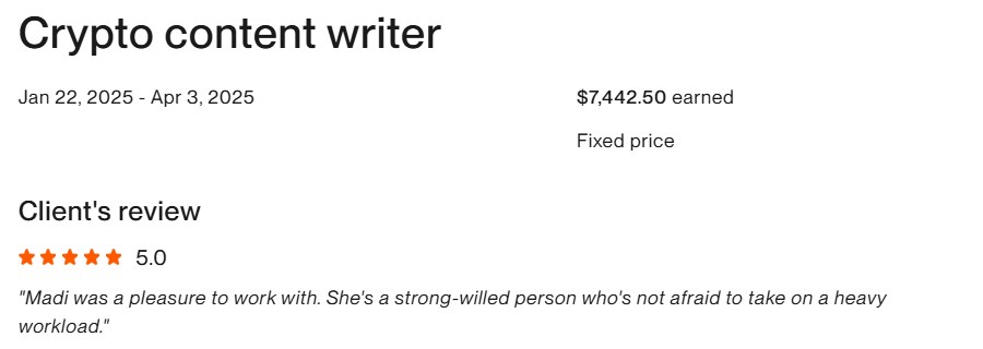 Verified Upwork client review for this project