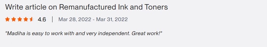 Verified Upwork client review for Madiha Riaz
