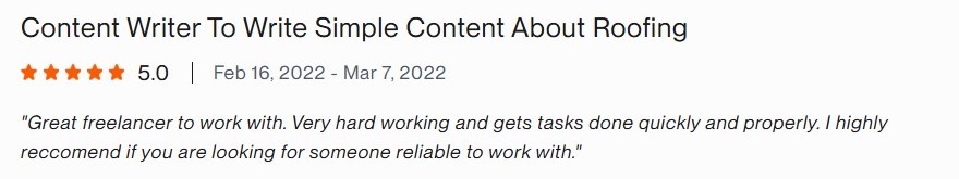 Verified Upwork client review for Madiha Riaz