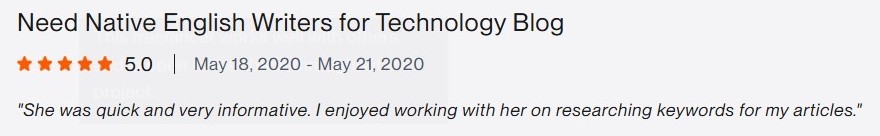 Verified Upwork client review for Madiha Riaz
